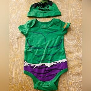 Marvel Hulk Baby Onesie and Hat 6m